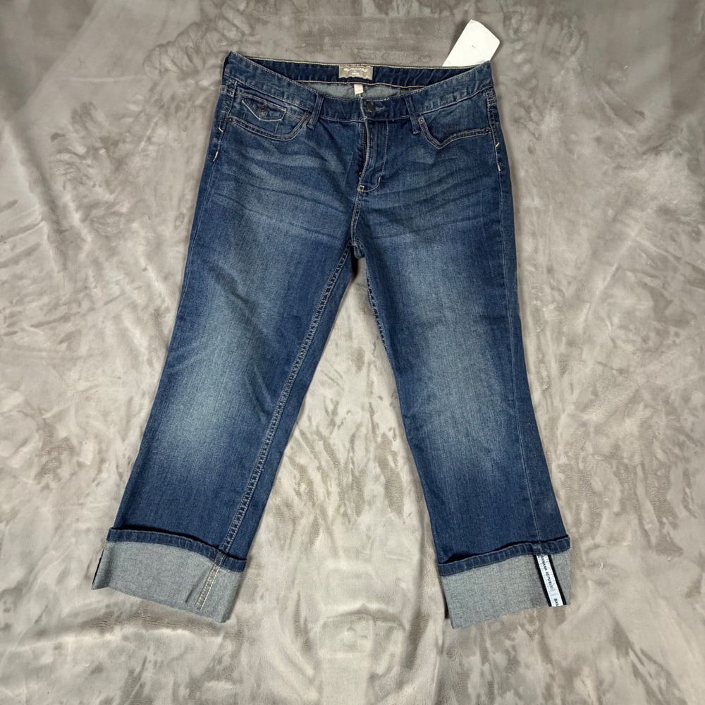 Banana Republic Women Stretch Denim Capri Pants Medium Wash Cuffed Jeans 30/10